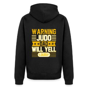 Warnung: Judo-Papa wird laut schreien - Unisex Premium Bio Zip Hoodie - Schwarz - Hinten - Nico (187cm)