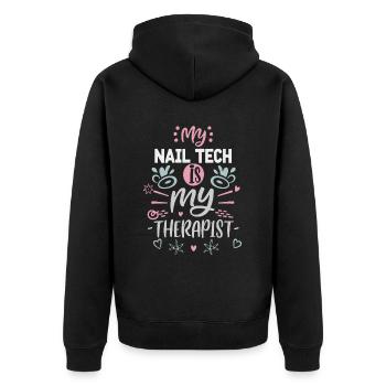 My Tech Nail Is My Therapist Nail Art - Unisex Premium Organic Zip Hoodie - black - Back - Nico (187cm)