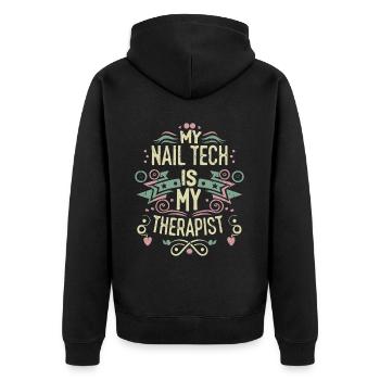 My Tech Nail Is My Therapist Nail Art - Unisex Premium Organic Zip Hoodie - black - Back - Nico (187cm)