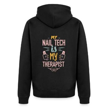My Tech Nail Is My Therapist Nail Art - Unisex Premium Organic Zip Hoodie - black - Back - Nico (187cm)