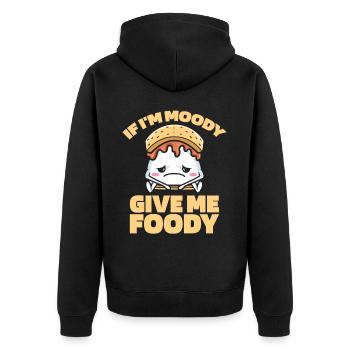 Smores S'mores Lustig If Im Moody Give Me Foody - Unisex Premium Bio Zip Hoodie - Schwarz - Hinten - Nico (187cm)