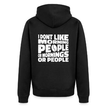 Schwarzer Humor Witzig - Unisex Premium Bio Zip Hoodie - Schwarz - Hinten - Nico (187cm)