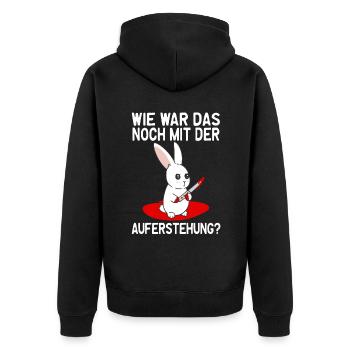Sarkasmus Mörder Osterhase Auferstehung Halloween - Unisex Premium Bio Zip Hoodie - Schwarz - Hinten - Nico (187cm)