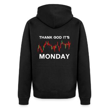 Thank God Its Monday Stock Chart Day Trading Stock Market - Unisex Premium Organic Zip Hoodie - black - Back - Nico (187cm)
