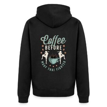Muay Thai Fighter Coffee Martial Arts Coffee Lover - Unisex Premium Bio Zip Hoodie - Schwarz - Hinten - Nico (187cm)