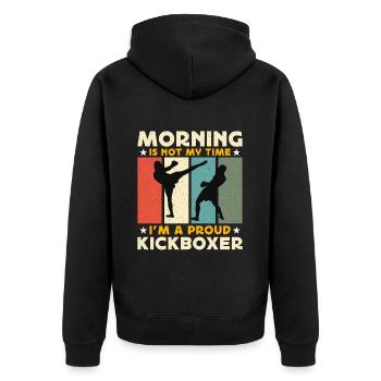 Kickboxer Morning Is Not My Time Martial Artist - Unisex Premium Bio Zip Hoodie - Schwarz - Hinten - Nico (187cm)