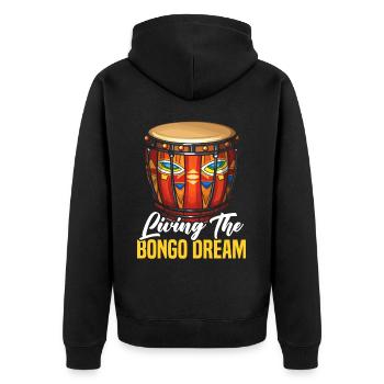 Bongospieler Musikinstrument Musiker - Unisex Premium Bio Zip Hoodie - Schwarz - Hinten - Nico (187cm)
