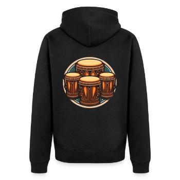 Bongo Player Musical Instrument Musician - Unisex Premium Organic Zip Hoodie - black - Back - Nico (187cm)