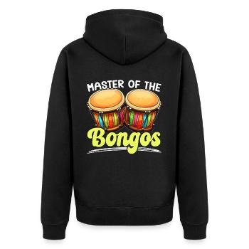 Bongospieler Musikinstrument Musiker - Unisex Premium Bio Zip Hoodie - Schwarz - Hinten - Nico (187cm)