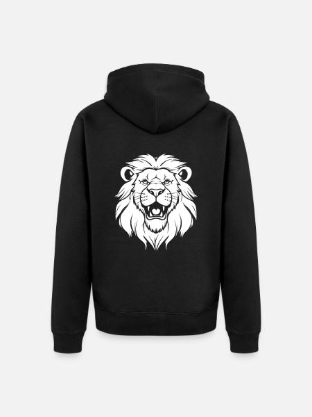 Lion Smiling - Unisex Premium Organic Zip Hoodie - black