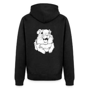 Meerschwein Meerschweinchen Lächelnd - Unisex Premium Bio Zip Hoodie - Schwarz - Hinten - Nico (187cm)