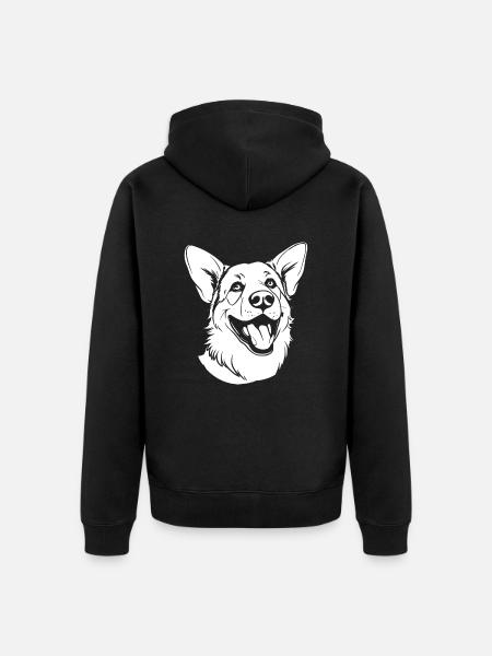 Schäferhund Lächelnd - Unisex Premium Bio Zip Hoodie - Schwarz