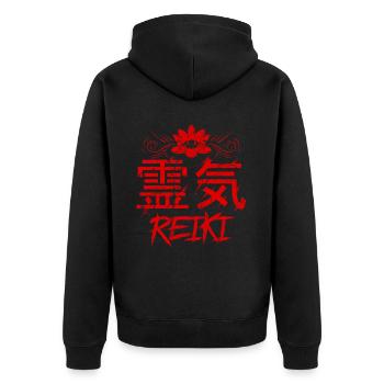 Energy Chakra Ganzheitliche Heilung Hände Reiki - Unisex Premium Bio Zip Hoodie - Schwarz - Hinten - Nico (187cm)