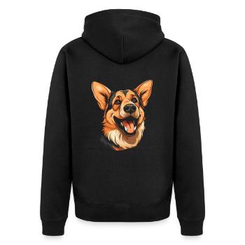 Berger Allemand Souriant - Veste à capuche bio Premium Unisexe - noir - Dos - Nico (187cm)