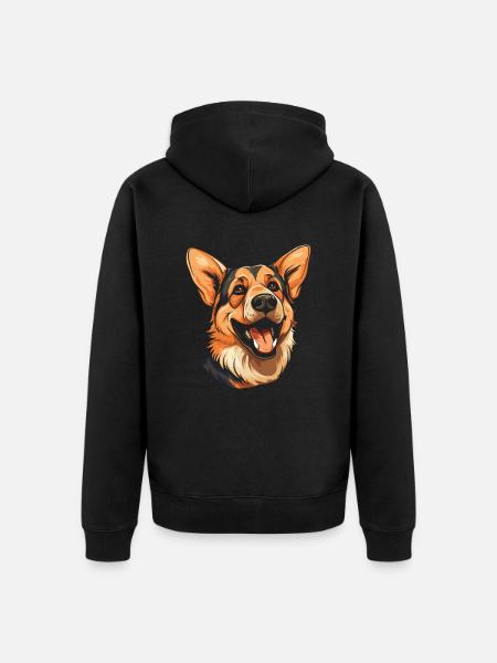 Schäferhund Lächelnd - Unisex Premium Bio Zip Hoodie - Schwarz