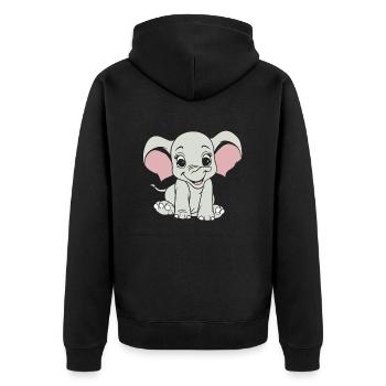 Éléphant souriant - Veste à capuche bio Premium Unisexe - noir - Dos - Nico (187cm)