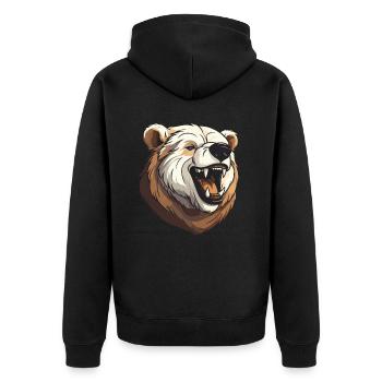 Bear Brown Bear Smiling - Unisex Premium Organic Zip Hoodie - black - Back - Nico (187cm)
