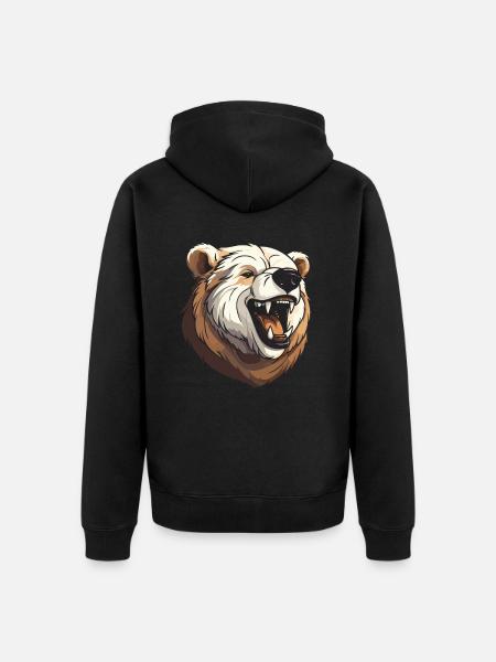Bear Brown Bear Smiling - Unisex Premium Organic Zip Hoodie - black