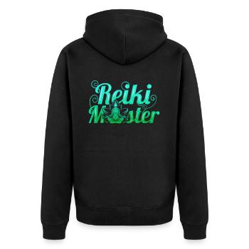 Chakra Holistic Healing Hands Buddha Reiki Master - Unisex Premium Bio Zip Hoodie - Schwarz - Hinten - Nico (187cm)