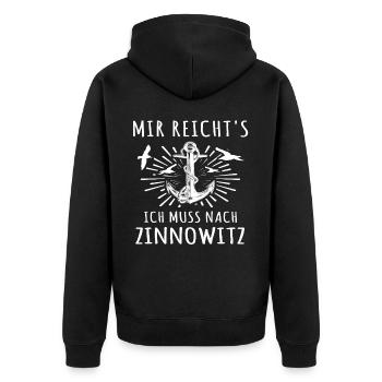 Zinnowitz - Unisex Premium Bio Zip Hoodie - Schwarz - Hinten - Nico (187cm)