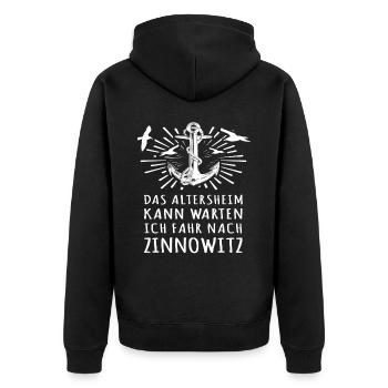 Zinnowitz - Unisex Premium Bio Zip Hoodie - Schwarz - Hinten - Nico (187cm)