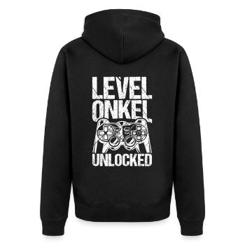 Level Onkel Freigeschaltet Geburt Party Gaming Gam - Unisex Premium Bio Zip Hoodie - Schwarz - Hinten - Nico (187cm)