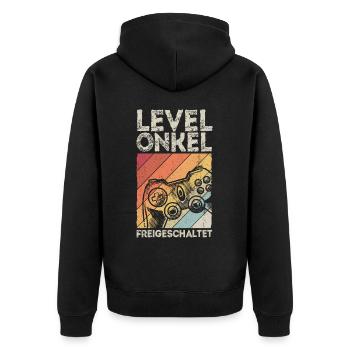 Level Onkel Freigeschaltet Geburt Party Gaming Gam - Unisex Premium Bio Zip Hoodie - Schwarz - Hinten - Nico (187cm)