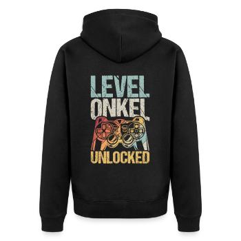 Onkel Geburtstag Baby Geburt Party Gaming Controll - Unisex Premium Bio Zip Hoodie - Schwarz - Hinten - Nico (187cm)