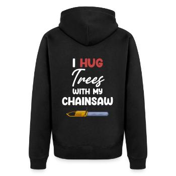 J’embrasse les arbres avec ma tronçonneuse plus drôle - Veste à capuche bio Premium Unisexe - noir - Dos - Nico (187cm)