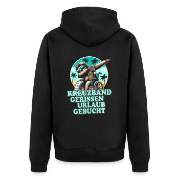 Kreuzbandriss - Unisex Premium Bio Zip Hoodie - Schwarz - Hinten - Nico (187cm)