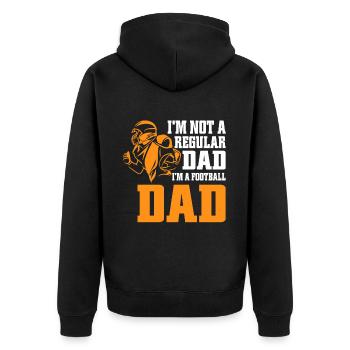 Fußball Papa Stolze Fußball -Vater Vatertag - Unisex Premium Bio Zip Hoodie - Schwarz - Hinten - Nico (187cm)