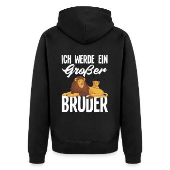 Der Große Bruder Löwen Geschenk Sohn - Unisex Premium Bio Zip Hoodie - Schwarz - Hinten - Nico (187cm)