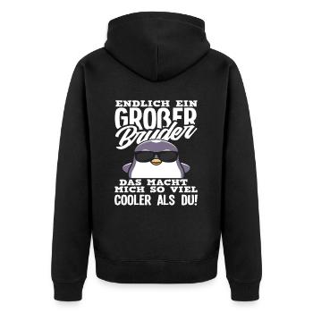 Ich Werde Großer Bruder Pinguin Jungs Sohn - Unisex Premium Bio Zip Hoodie - Schwarz - Hinten - Nico (187cm)
