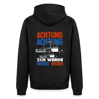 Ich Werde Großer Bruder Polizei Sohn Schwanger - Unisex Premium Bio Zip Hoodie - Schwarz - Hinten - Nico (187cm)