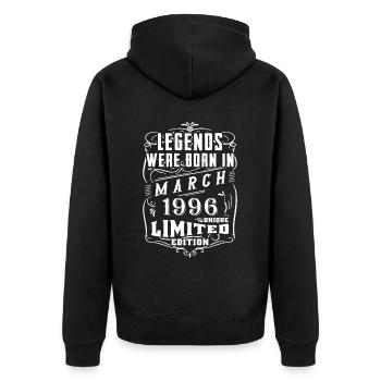 Date de naissance Mars 1996 année Édition limitée - Veste à capuche bio Premium Unisexe - noir - Dos - Nico (187cm)