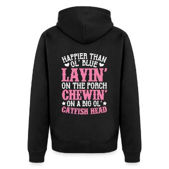 Southern Slang Entspannungsland - Unisex Premium Bio Zip Hoodie - Schwarz - Hinten - Nico (187cm)