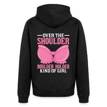 Southern Slang Rock Climbing Girl Country - Unisex Premium Bio Zip Hoodie - Schwarz - Hinten - Nico (187cm)
