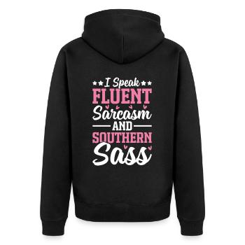 Funny Southern Girl - Unisex Premium Organic Zip Hoodie - black - Back - Nico (187cm)