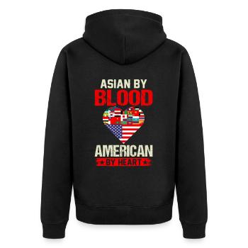 Asiatisch-amerikanische US-Flagge - Unisex Premium Bio Zip Hoodie - Schwarz - Hinten - Nico (187cm)