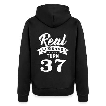 Real legends turn 37, 37 birthday - Unisex Premium Organic Zip Hoodie - black - Back - Nico (187cm)
