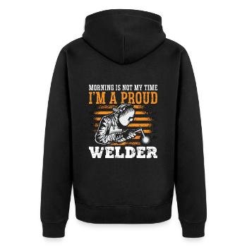 Welder Morning Is Not My Time I'm A Metalworker - Unisex Premium Organic Zip Hoodie - black - Back - Nico (187cm)