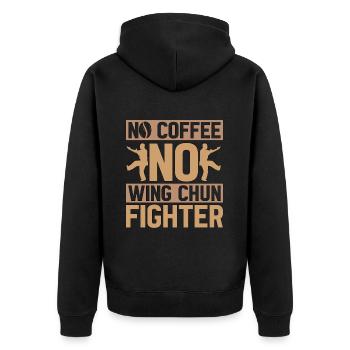 Wing Chun Fighter No Coffee Wing Chun Coffee Lover - Unisex Premium Organic Zip Hoodie - black - Back - Nico (187cm)