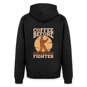 Wing Chun Fighter Coffee Combat Sport Coffee Lover - Unisex Premium Organic Zip Hoodie - black - Back - Nico (187cm)