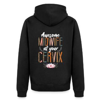 Infirmière Sage-Femme Accoucheuse Jeu de mots - Veste à capuche bio Premium Unisexe - noir - Dos - Nico (187cm)