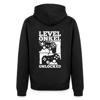 Onkel Geburtstag Baby Geburt Party Gaming Controll - Unisex Premium Bio Zip Hoodie - Schwarz - Hinten - Nico (187cm)