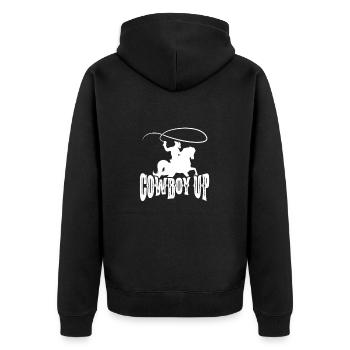 Cowboy Cowboystiefel Western Geschenk - Unisex Premium Bio Zip Hoodie - Schwarz - Hinten - Nico (187cm)