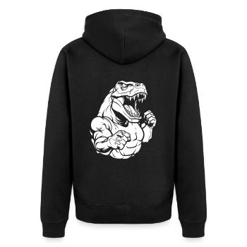 Fitness T Rex - Unisex Premium Bio Zip Hoodie - Schwarz - Hinten - Nico (187cm)