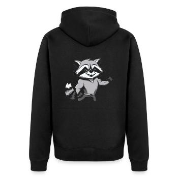 Fitness Raccoon - Unisex Premium Organic Zip Hoodie - black - Back - Nico (187cm)