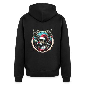 Rentier Weihnachten - Unisex Premium Bio Zip Hoodie - Schwarz - Hinten - Nico (187cm)