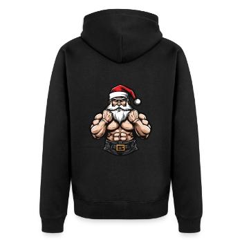 Santa Muscles Bodybuilding Fitness - Unisex Premium Organic Zip Hoodie - black - Back - Nico (187cm)
